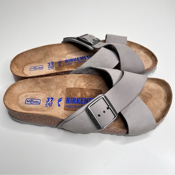 BIRKENSTOCK Siena Soft Footbed Nubuck Leather Dove Gray Size 37 EU 6 - 6.5 US - Picture 4 of 13
